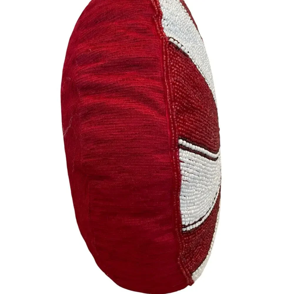Beaded Christmas Peppermint Candy Pillow 15in Holiday Decor by Peppermint Square